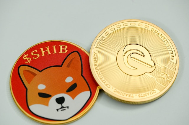 Eine Goldmünze neben einer Münze mit dem Bild eines Hundes darauf.