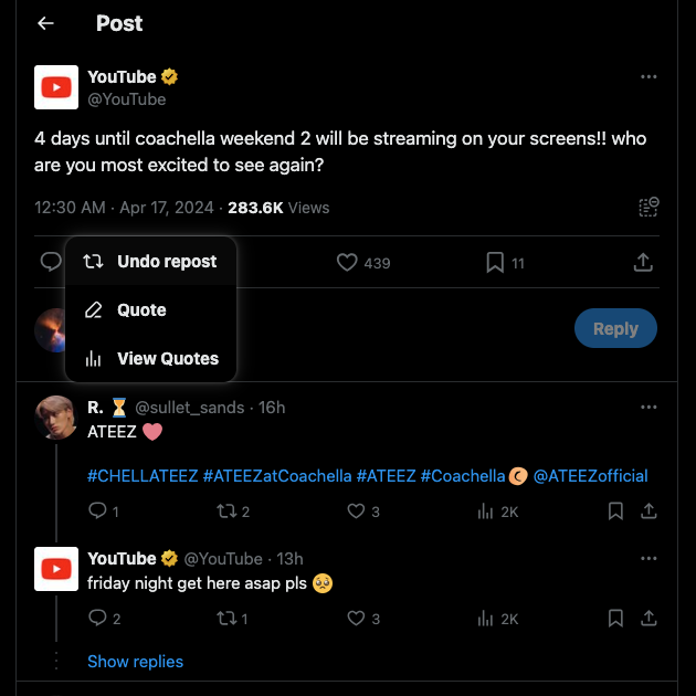 TweetDelete-Screenshot der Schaltfläche "Retweet rückgängig machen" unter einem Tweet.