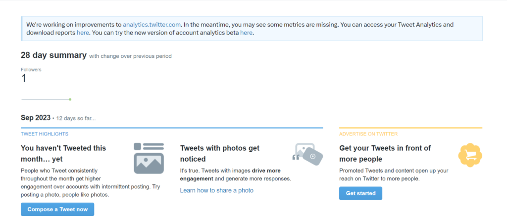 Una imagen de la captura de pantalla de TweetDelete de una página de análisis de una cuenta X en el escritorio.