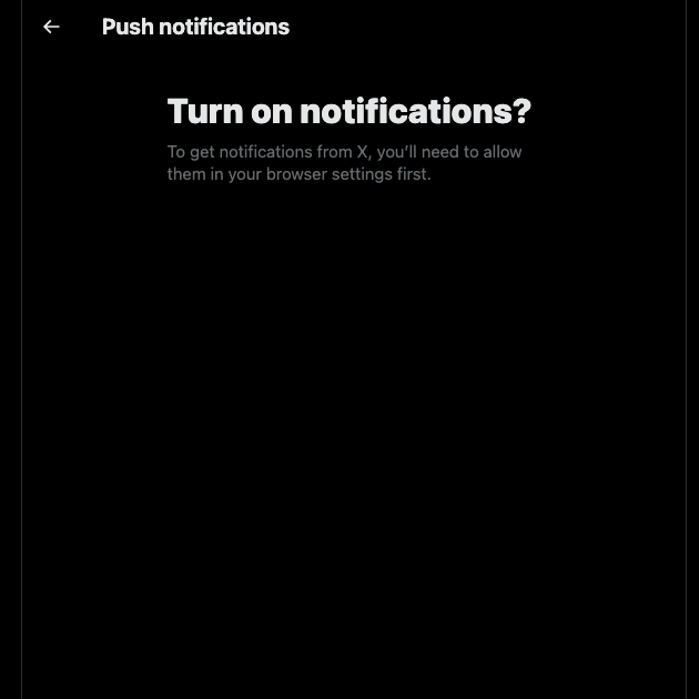 Captura de pantalla de TweetDelete de un usuario desactivando las notificaciones push en su dispositivo.