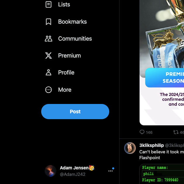 Una captura de pantalla de TweetDelete sobre un usuario X que cambia a su cuenta alternativa en un navegador de escritorio.
