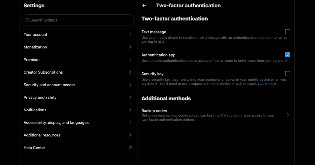 Capture d'écran de TweetDelete d'un utilisateur de Twitter qui utilise l'authentification à deux facteurs via l'application d'authentification.
