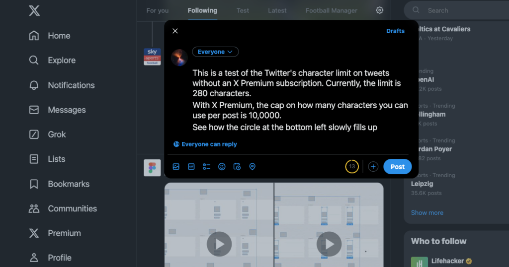 Capture d'écran de TweetDelete de l'interface du compositeur de tweet sur Twitter.