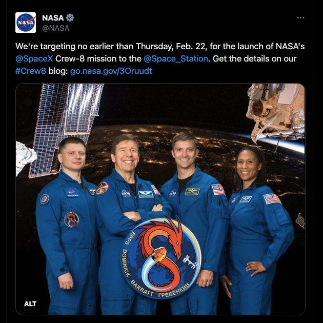 Tangkapan layar TweetDelete dari sebuah tweet dari akun Twitter NASA yang berisi hashtag.
