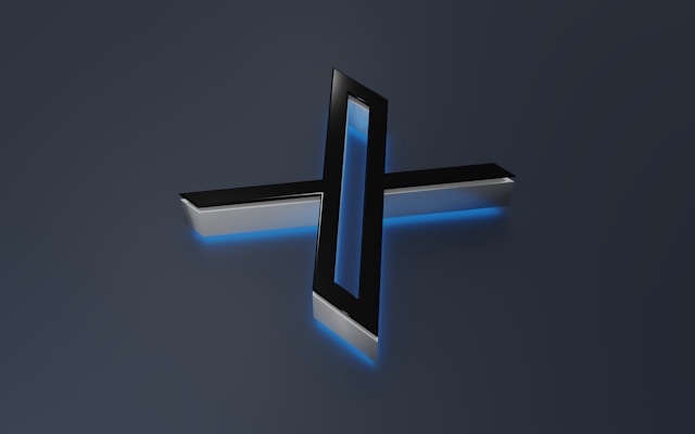 Maket logo Twitter baru dengan aksen abu-abu dan biru.