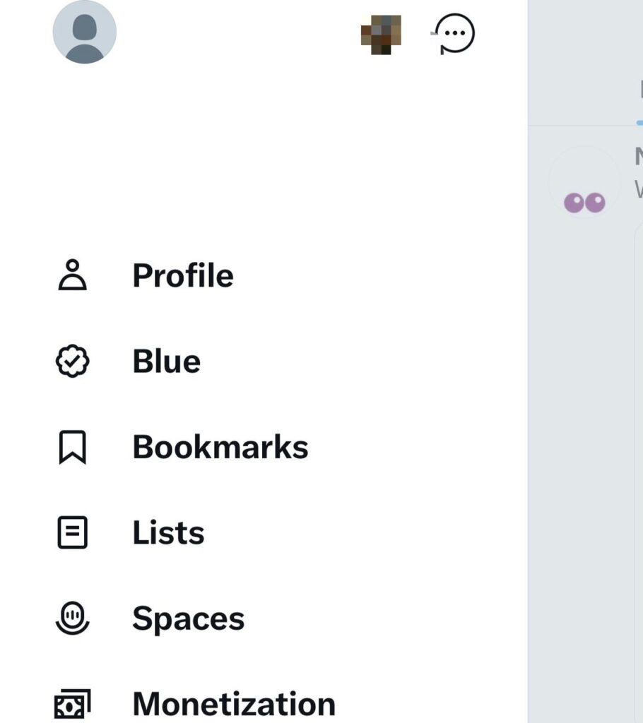 Schermata di Tweetdelete del menu laterale di Twitter che mostra l'icona more.