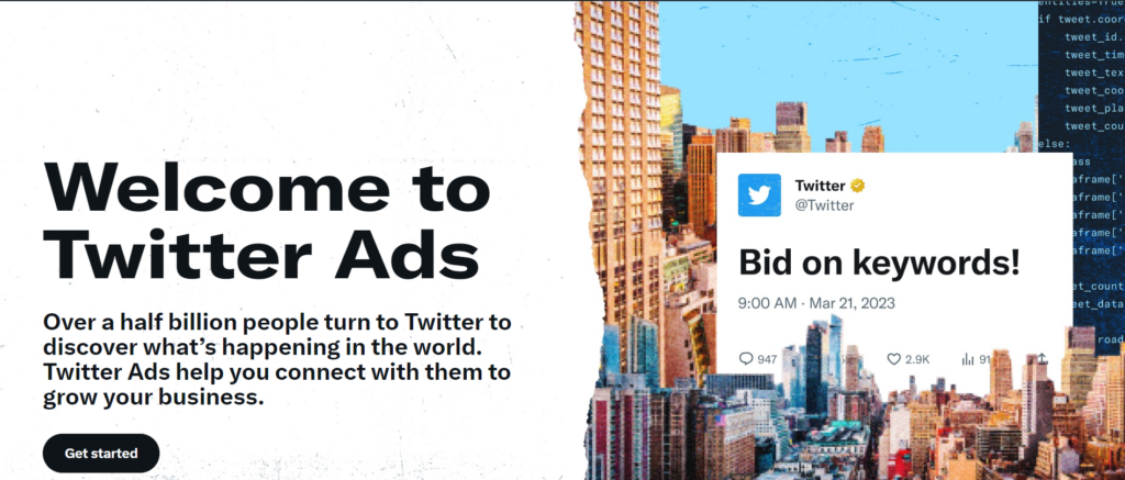 TweetDeleteがデスクトップ・ページに表示したツイッターの広告マネージャーのスクリーンショット。 