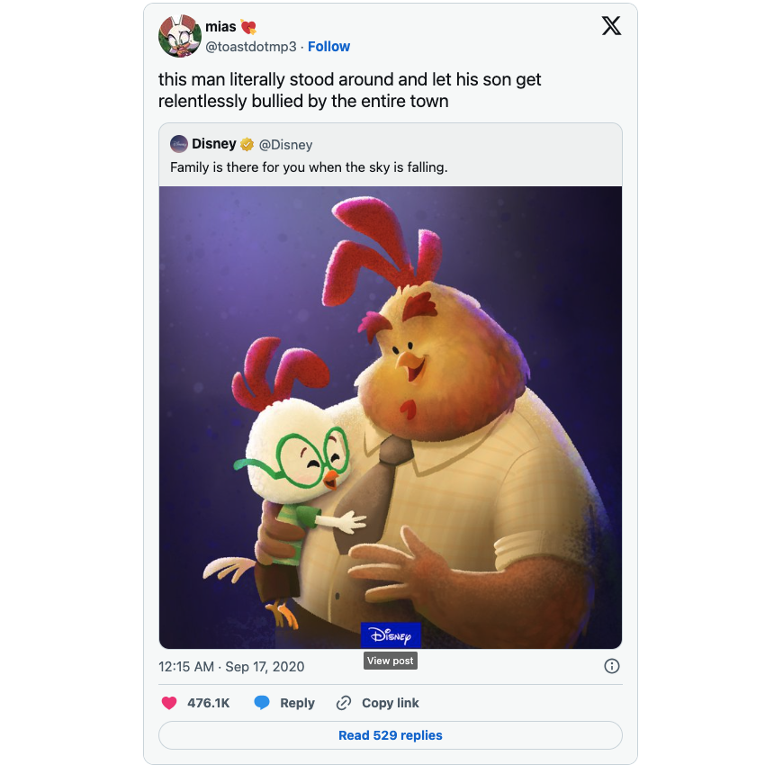 TweetDeleteのスクリーンショットは、ディズニーのツイッターアカウントからのツイートに対するコメント。
