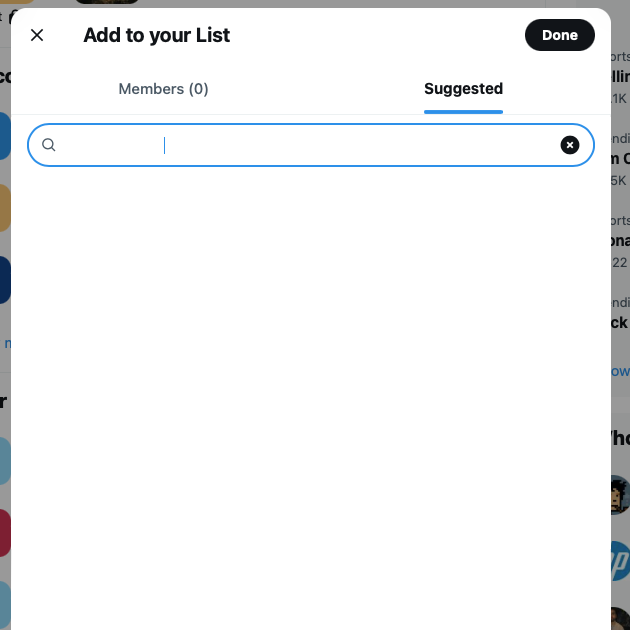 Captura de ecrã do painel de controlo do TweetDelete para adicionar utilizadores a uma lista do Twitter.
