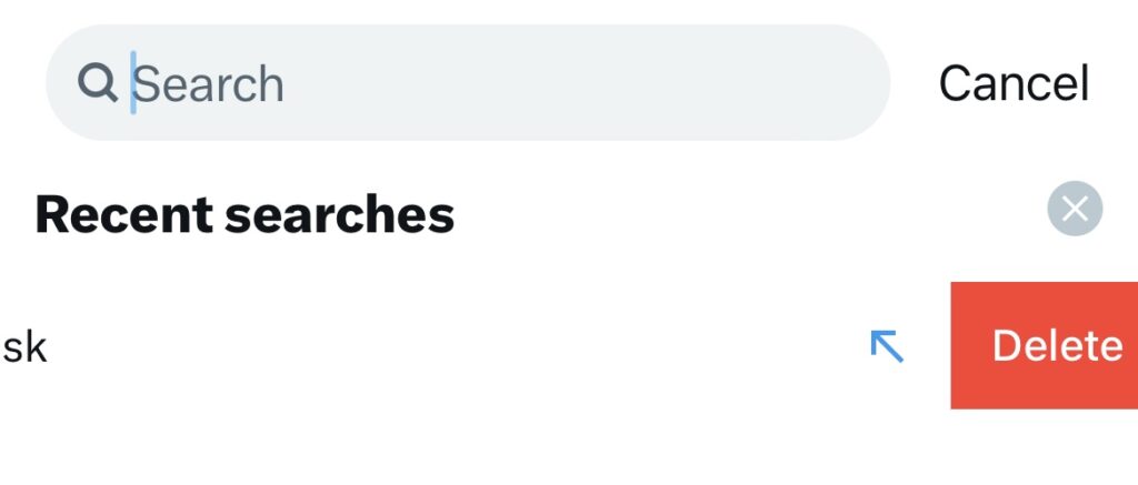 TweetDelete’s screenshot of the mobile Twitter app showing the red search delete button.