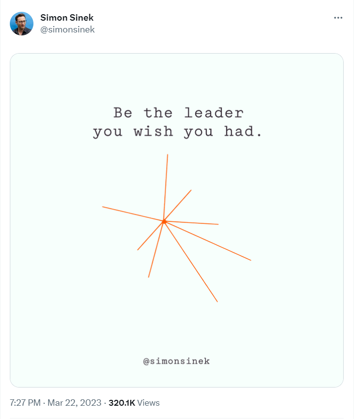 TweetDelete’s screenshot of Simon Sinek’s tweet featuring a motivational quote about leadership.
