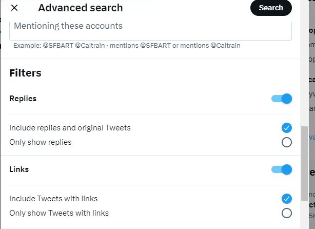TweetDelete’s screenshot of the filters section on the advanced search page.