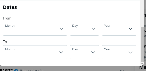 TweetDelete’s screenshot of the dates section on the advanced search page.