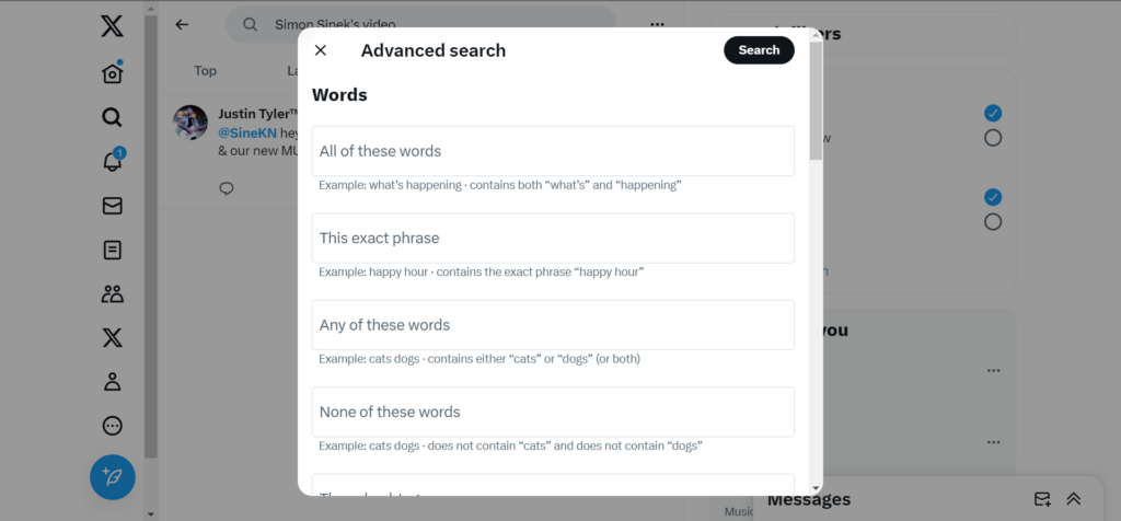 TweetDelete’s screenshot of Twitter’s advanced search box on a desktop.