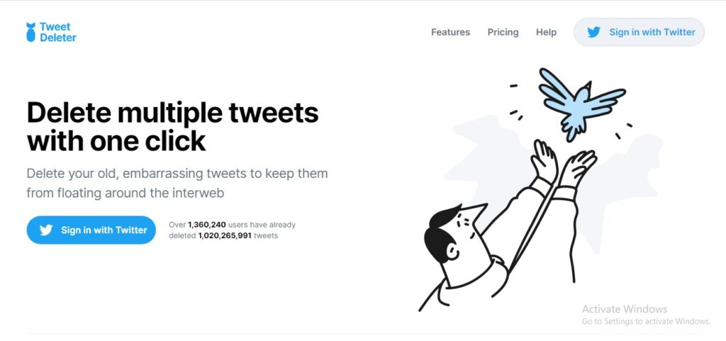 TweetDelete's screenshot of the TweetDeleter website on the desktop screen.