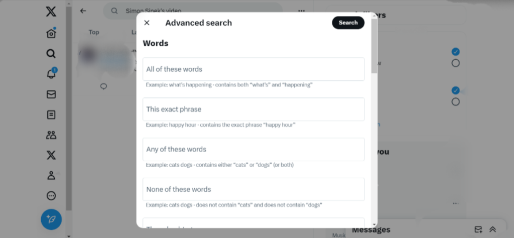 TweetDelete’s screenshot of the Twitter advanced search menu. 