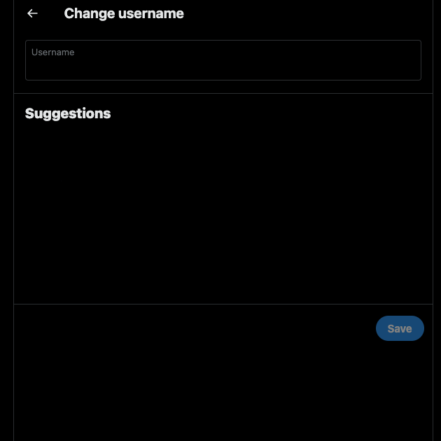 A new Twitter user visits the settings page to pick a different X username.