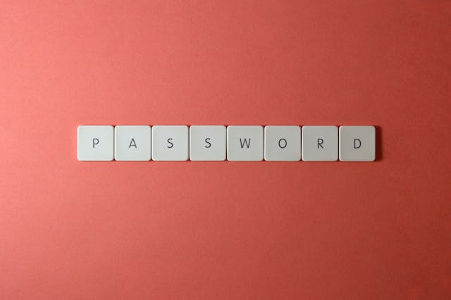 A picture of a close-up view of the word “Password” written with keyboard buttons.