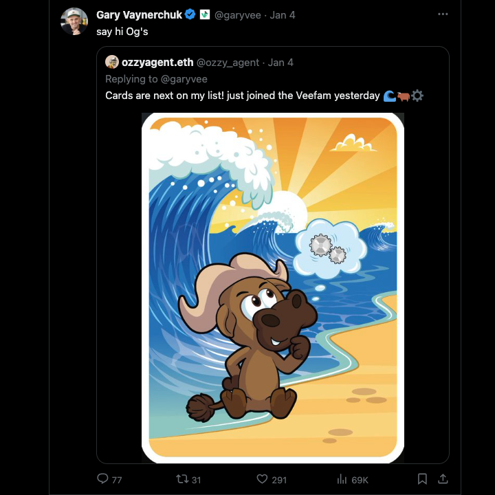 TweetDelete’s screenshot of Gary Vaynerchuk’s repost of another creator’s NFT on X.

