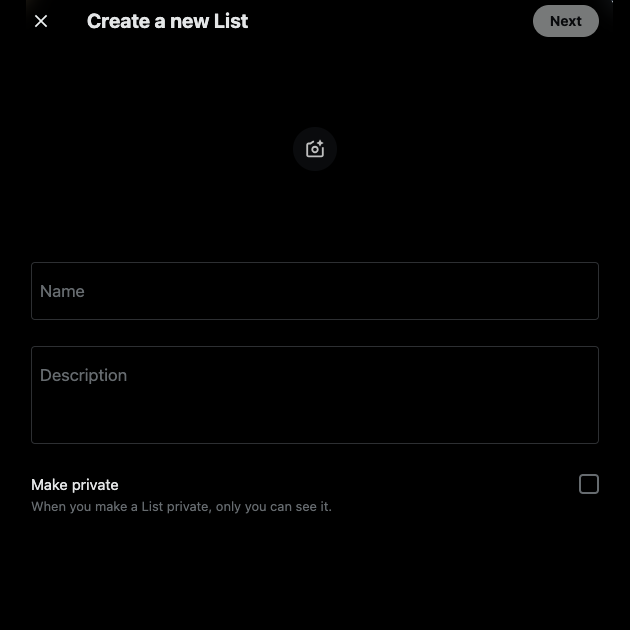 A screenshot by TweetDelete of the “List” option on X.