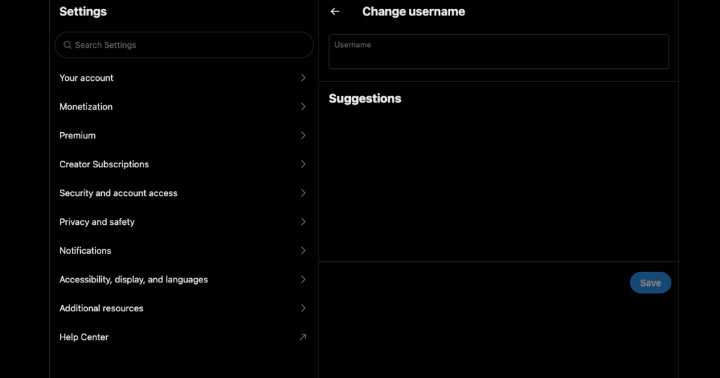 TweetDelete’s screenshot of Twitter’s settings page to change a person’s username.
