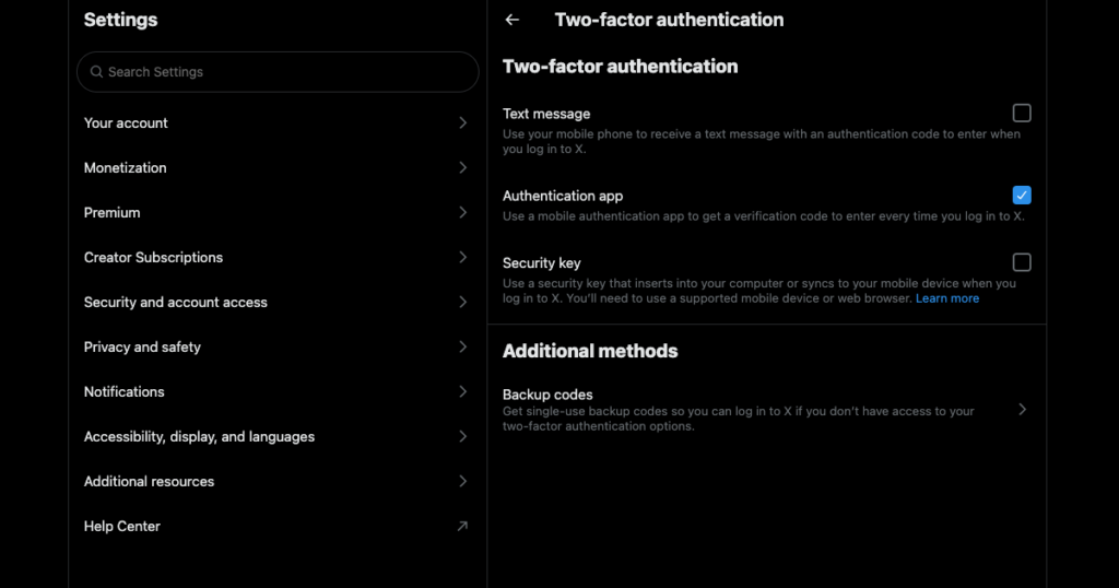 TweetDelete’s screenshot of a Twitter user who uses two-factor authentication via the authentication app.
