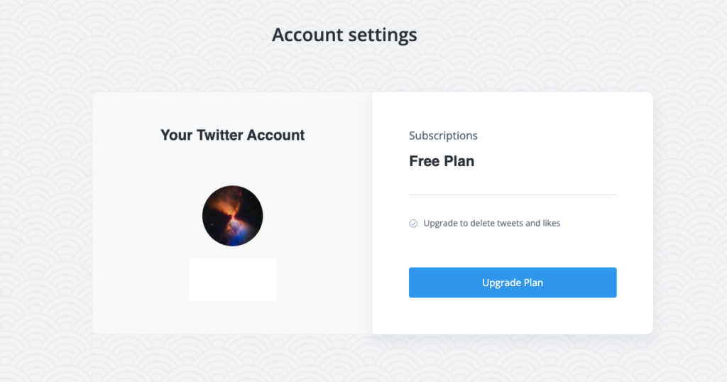 TweetDelete’s screenshot of its account settings page.