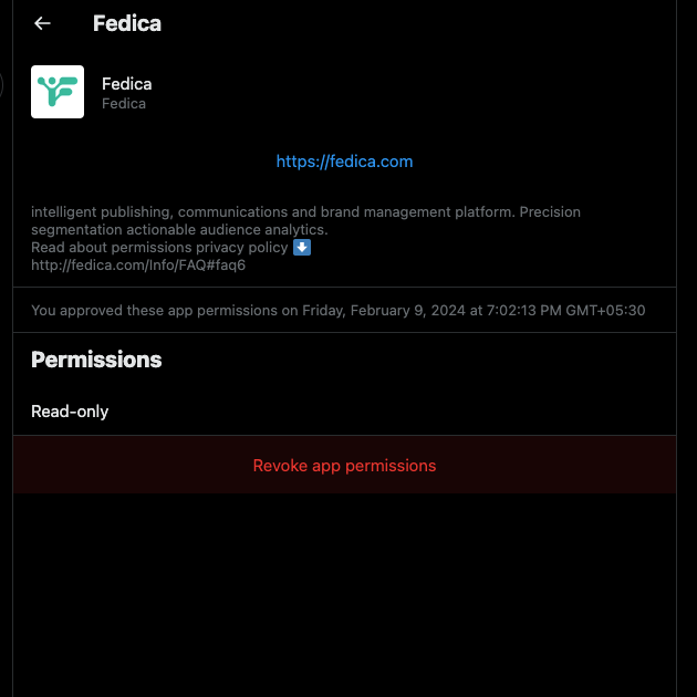 Schermata di TweetDelete della pagina delle impostazioni di Twitter per rimuovere le app di terze parti che un utente collega al proprio profilo.
