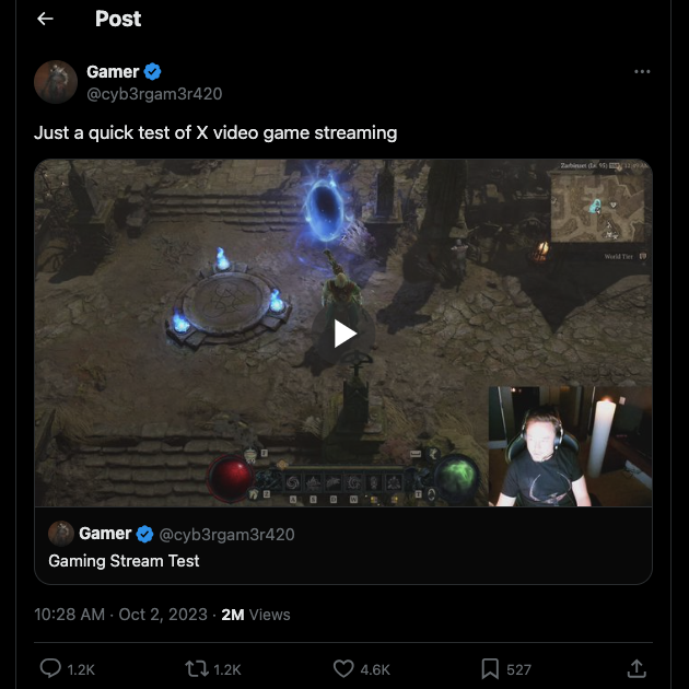 TweetDelete's Screenshot von Elon Musk's erstem Videospiel-Livestream auf Twitter. 
