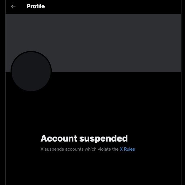 Captura de pantalla de TweetDelete de la cuenta de un usuario de Twitter suspendida.