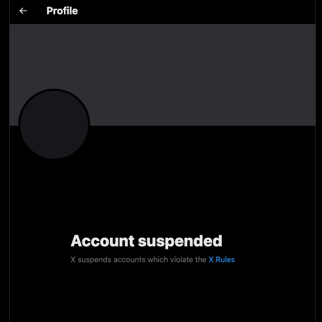 Captură de ecran de la TweetDelete a contului unui utilizator Twitter suspendat.