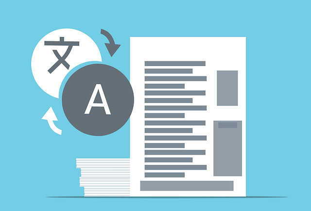 An illustration of a foreign language translation symbol beside a document.
