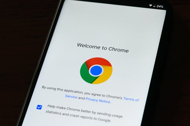 Google Chrome on a smartphone when a user launches the app for the first time.