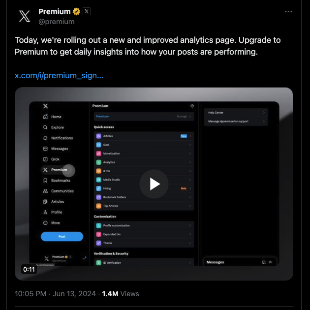 TweetDelete’s screenshot of Twitter’s post about the updated analytics dashboard.