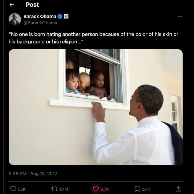 Tangkapan layar TweetDelete dari tweet Barack Obama dengan kutipan Nelson Mandela.