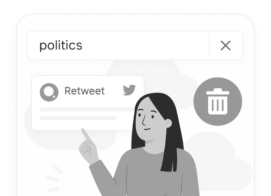 TweetDelete graphic of a phone screen with selected Twitter comments and a prominent red “Bulk Delete” button at the bottom.
