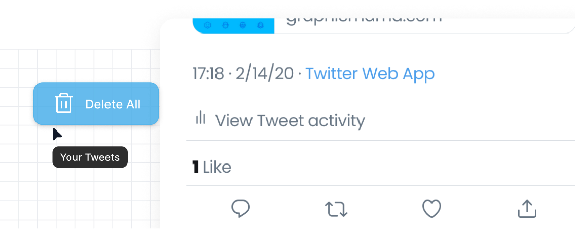 TweetDelete gráfico de um tweet com um símbolo azul 