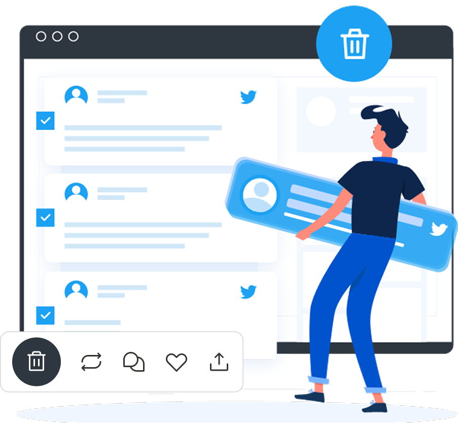 Gráfico de TweetDelete mostrando a funcionalidade de tweets diferentes