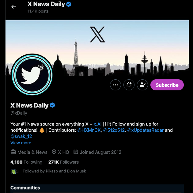 TweetDelete'in X Premium aboneliği olan doğrulanmış bir Twitter kullanıcısı olan X News Daily'nin ekran görüntüsü.
