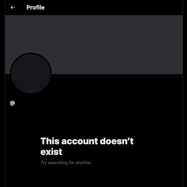 TweetDelete'in artık var olmayan bir Twitter kullanıcısının profilinin ekran görüntüsü.